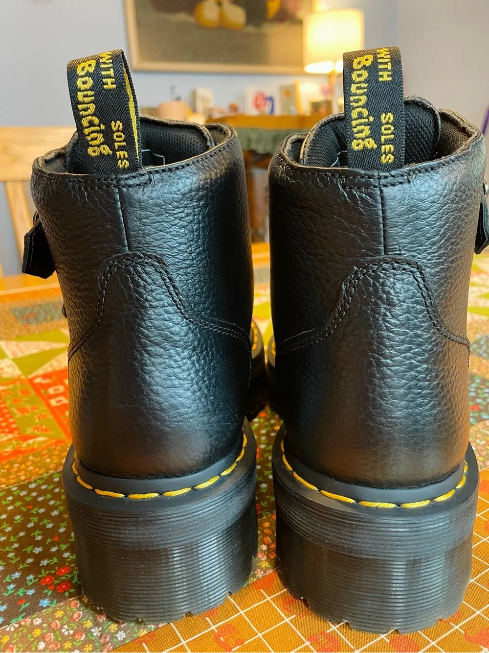 Dr. Martens Devon Flower Buckle Leather Platform Boots Size US 11 / EU 43
